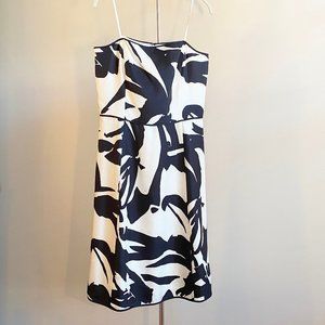 Ann Taylor Black White Print Strapless Dress, Perfect Condition